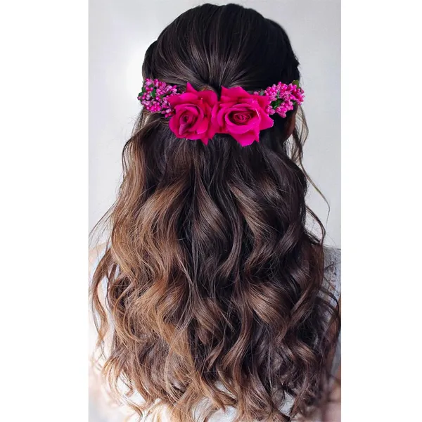 Dark_Pink_Rose_Floral_Hairpin_With_Leaf_&_Pearl_Design_For_Women_&_Girls_(14_X_8_X_1_Cm)