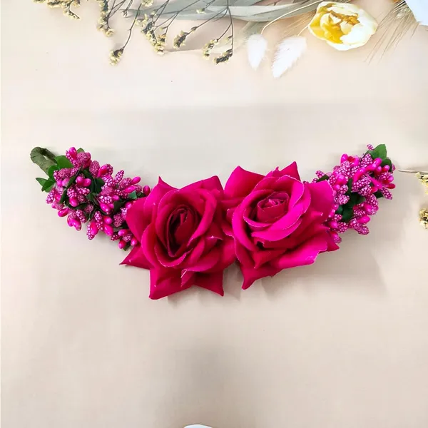 Dark_Pink_Rose_Floral_Hairpin_With_Leaf_&_Pearl_Design_For_Women_&_Girls_(14_X_8_X_1_Cm)