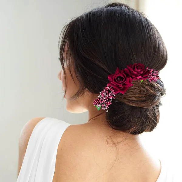 Maroon_Rose_Hair_Vein_With_Leaf_For_Women_&_Girls_(14_X_8_X_1_Cm)