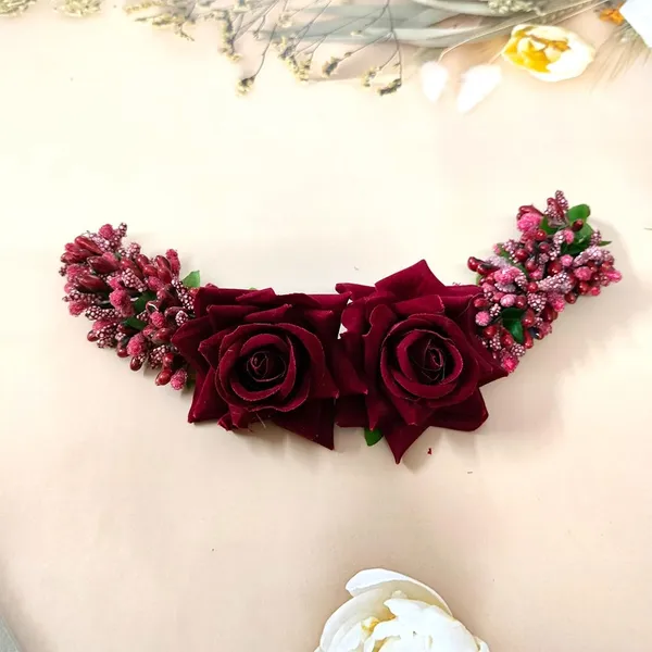Maroon_Rose_Hair_Vein_With_Leaf_For_Women_&_Girls_(14_X_8_X_1_Cm)