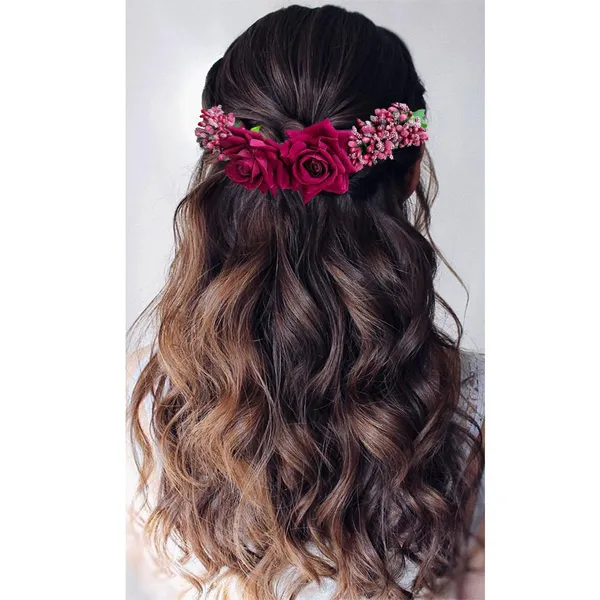 Maroon_Rose_Hair_Vein_With_Leaf_For_Women_&_Girls_(14_X_8_X_1_Cm)
