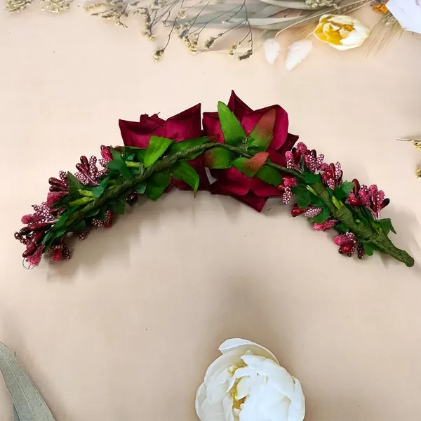 Maroon_Rose_Hair_Vein_With_Leaf_For_Women_&_Girls_(14_X_8_X_1_Cm)