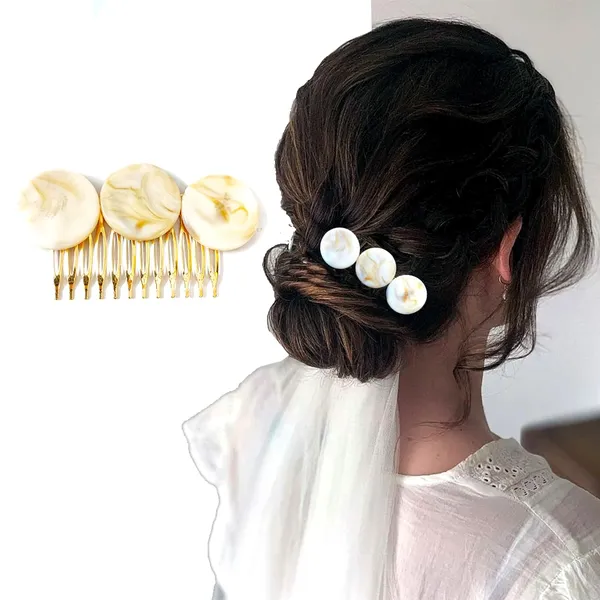 White_&_Gold_Artificial_Metal_Rounded_Design_Hair_Pin_Accessories_For_Women_&_Girls_(14_X_8_X_1_Cm)