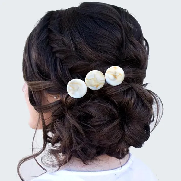 White_&_Gold_Artificial_Metal_Rounded_Design_Hair_Pin_Accessories_For_Women_&_Girls_(14_X_8_X_1_Cm)