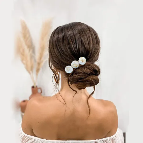 White_&_Gold_Artificial_Metal_Rounded_Design_Hair_Pin_Accessories_For_Women_&_Girls_(14_X_8_X_1_Cm)