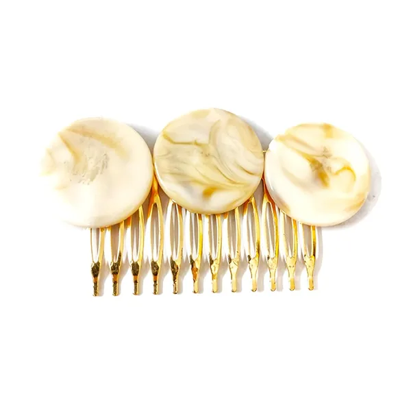 White_&_Gold_Artificial_Metal_Rounded_Design_Hair_Pin_Accessories_For_Women_&_Girls_(14_X_8_X_1_Cm)
