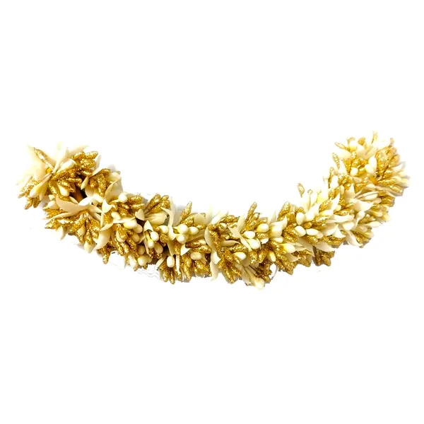 Gold_&_White_Artificial_Metal_Floral_Design_Hairpin_With_Leaf_&_Pearl_For_Women_&_Girls_(14_X_8_X_1_Cm)