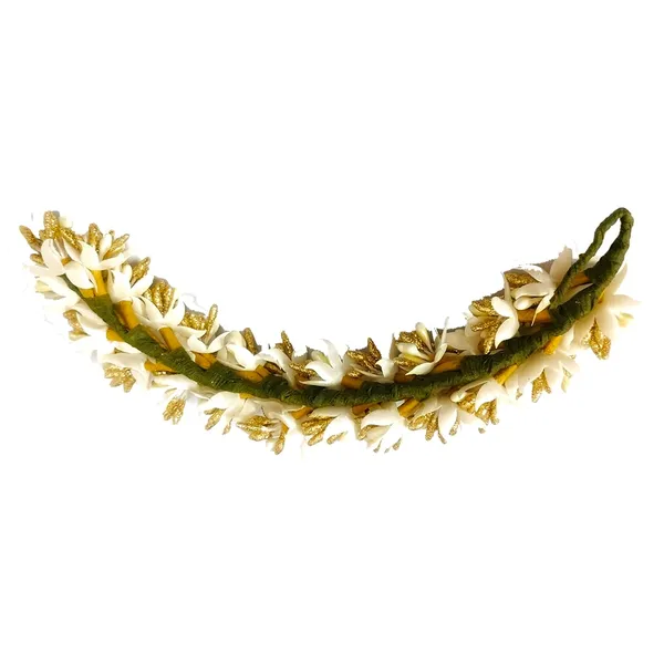Gold_&_White_Artificial_Metal_Floral_Design_Hairpin_With_Leaf_&_Pearl_For_Women_&_Girls_(14_X_8_X_1_Cm)