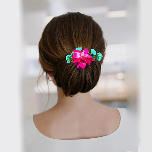 Dark_Pink_Flower_And_Leaf_Comb_Slide_Hair_Pin_For_Girls_And_Women_(14_X_8_X_1_Cm)