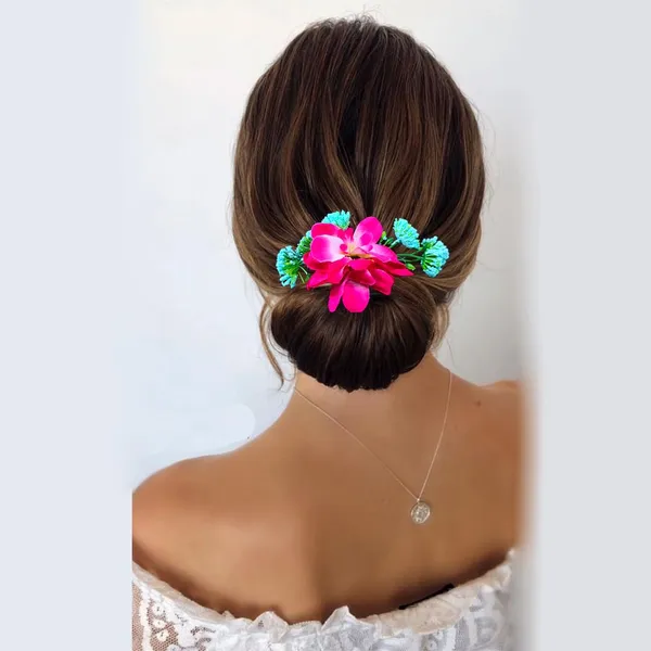 Dark_Pink_Flower_And_Leaf_Comb_Slide_Hair_Pin_For_Girls_And_Women_(14_X_8_X_1_Cm)
