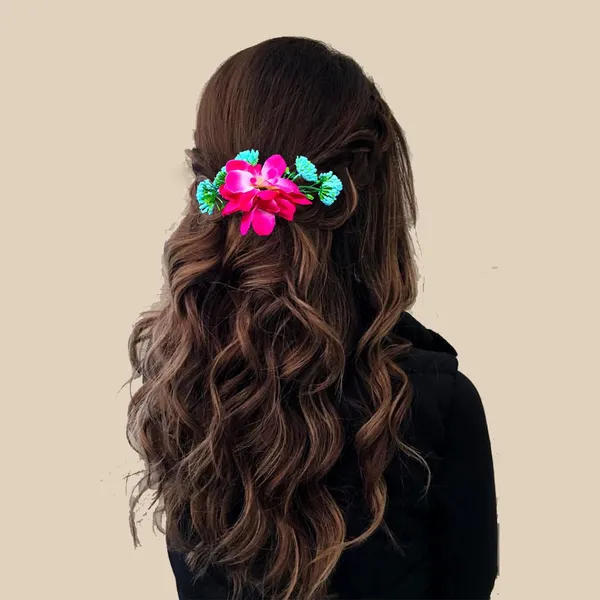 Dark_Pink_Flower_And_Leaf_Comb_Slide_Hair_Pin_For_Girls_And_Women_(14_X_8_X_1_Cm)