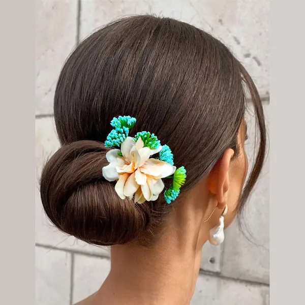 Peach_Flower_And_Leaf_Comb_Slide_Hair_Pin_For_Girls_And_Women_(14_X_8_X_1_Cm)