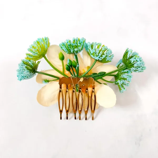 Peach_Flower_And_Leaf_Comb_Slide_Hair_Pin_For_Girls_And_Women_(14_X_8_X_1_Cm)