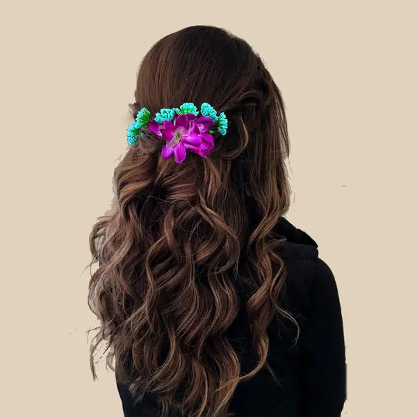 Purple_Flower_And_Leaf_Comb_Slide_Hair_Pin_For_Girls_And_Women_(14_X_8_X_1_Cm)