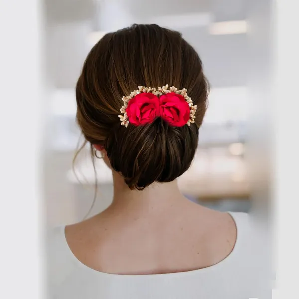 Red_Artificial_Metal_Beautiful_Rose_Flower_And_Golden_Buds_Design_Hairpin_Accessories_For_Women_&_Girls_(Set_Of_2)_(14_X_8_X_1_Cm)