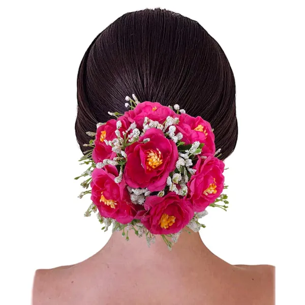 Dark_Pink_Artificial_Plastic_Rose_Floral_With_Seven_Colourful_Flowers_Design_Hairpin_Accessories_For_Women_&_Girls_(14_X_8_X_1_Cm)