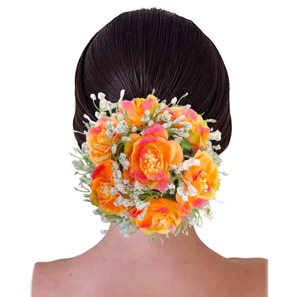 Orange_Artificial_Plastic_Rose_Floral_With_Seven_Colourful_Flowers_Design_Hairpin_Accessories_For_Women_&_Girls_(14_X_8_X_1_Cm)