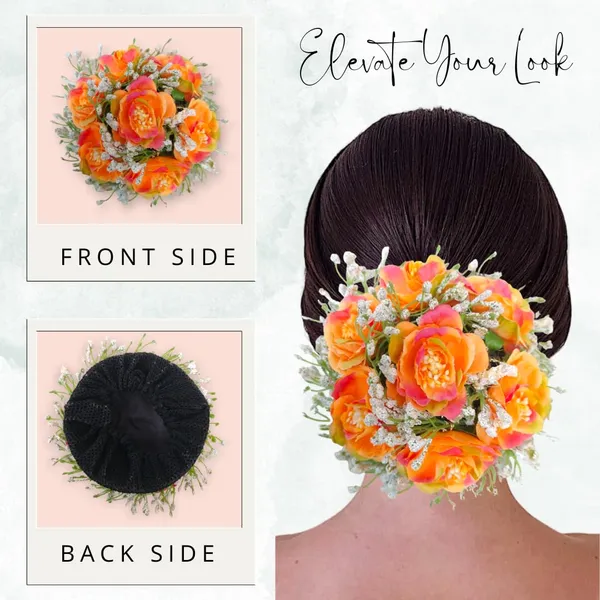 Orange_Artificial_Plastic_Rose_Floral_With_Seven_Colourful_Flowers_Design_Hairpin_Accessories_For_Women_&_Girls_(14_X_8_X_1_Cm)