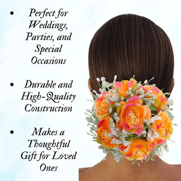 Orange_Artificial_Plastic_Rose_Floral_With_Seven_Colourful_Flowers_Design_Hairpin_Accessories_For_Women_&_Girls_(14_X_8_X_1_Cm)