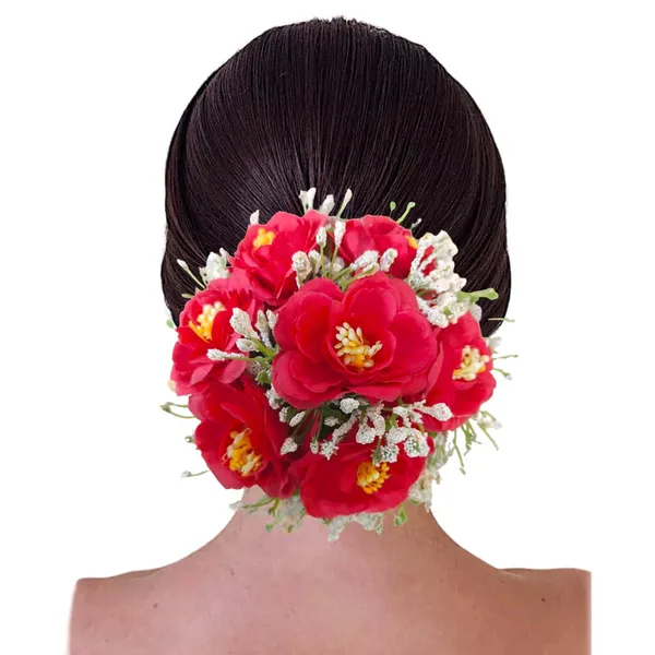 Red_Artificial_Plastic_Rose_Floral_With_Seven_Colourful_Flowers_Design_Hairpin_Accessories_For_Women_&_Girls_(14_X_8_X_1_Cm)
