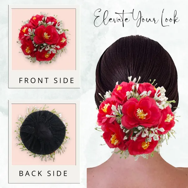 Red_Artificial_Plastic_Rose_Floral_With_Seven_Colourful_Flowers_Design_Hairpin_Accessories_For_Women_&_Girls_(14_X_8_X_1_Cm)