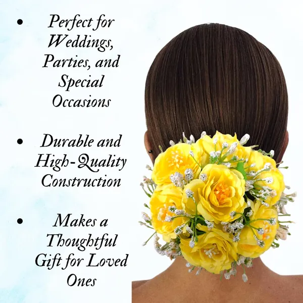 Yellow_Artificial_Plastic_Rose_Floral_With_Seven_Colourful_Flowers_Design_Hairpin_Accessories_For_Women_&_Girls_(14_X_8_X_1_Cm)