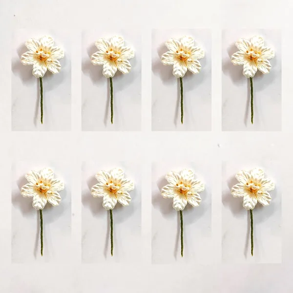 White_&_Gold_Artificial_Flower_And_Pearls_Hair_Pin_Accessories_For_Women_&_Girls_(Set_Of_8)_(14_X_8_X_1_Cm)