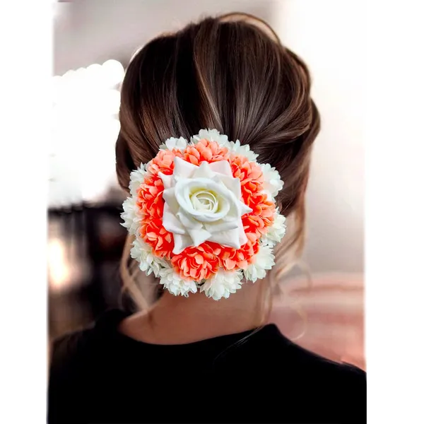 Orange_Fabric_Rose_Floral_Design_Gajra_Accessories_For_Women_&_Girls_(14_X_8_X_1_Cm)