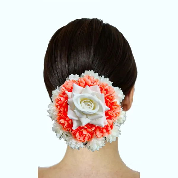 Orange_Fabric_Rose_Floral_Design_Gajra_Accessories_For_Women_&_Girls_(14_X_8_X_1_Cm)