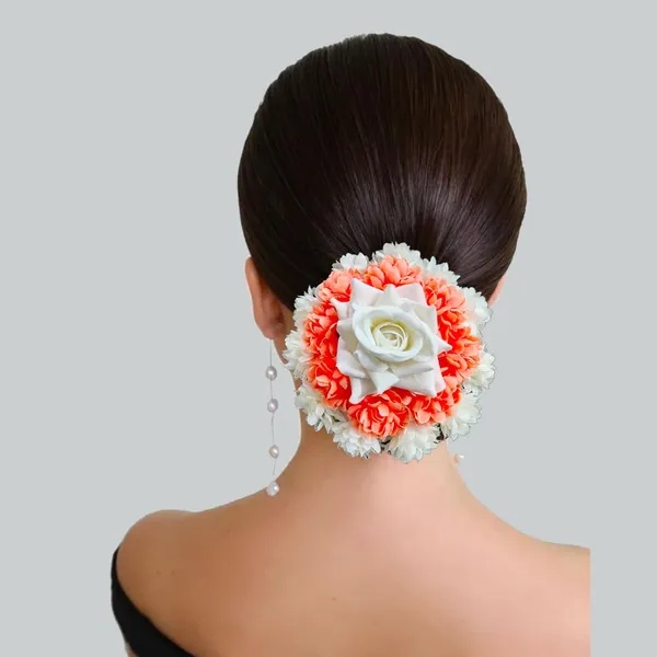 Orange_Fabric_Rose_Floral_Design_Gajra_Accessories_For_Women_&_Girls_(14_X_8_X_1_Cm)