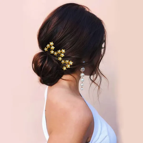 Red_Artificial_Metal_Leaf_With_Five_Small_Golden_Flowers_Design_Hair_Pin_Accessories_For_Women_&_Girls_(Set_Of_8)_(14_X_8_X_1_Cm)