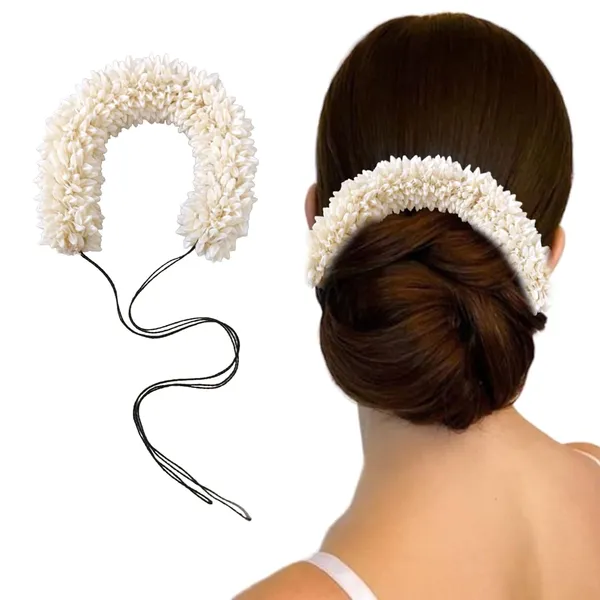 Multicolor_Artificial_Gajra_With_Classic_Intricate_Black_Thread_Hair_Pin_Accessories_For_Women_&_Girls_(14_X_8_X_1_Cm)