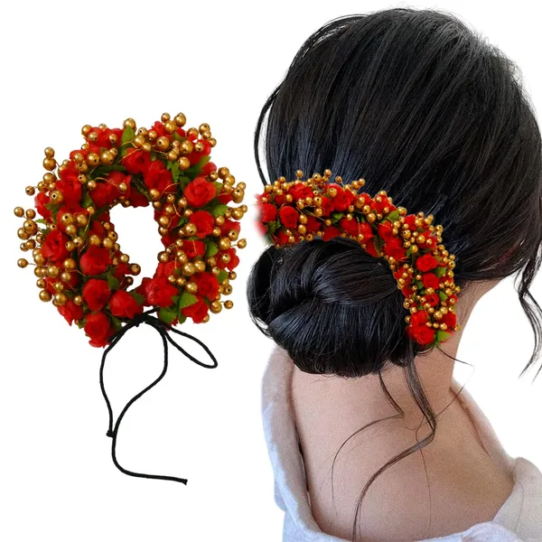 Red_Artificial_Gajra_With_Golden_Beads_Hair_Pin_Accessories_For_Women_&_Girls_(14_X_8_X_1_Cm)