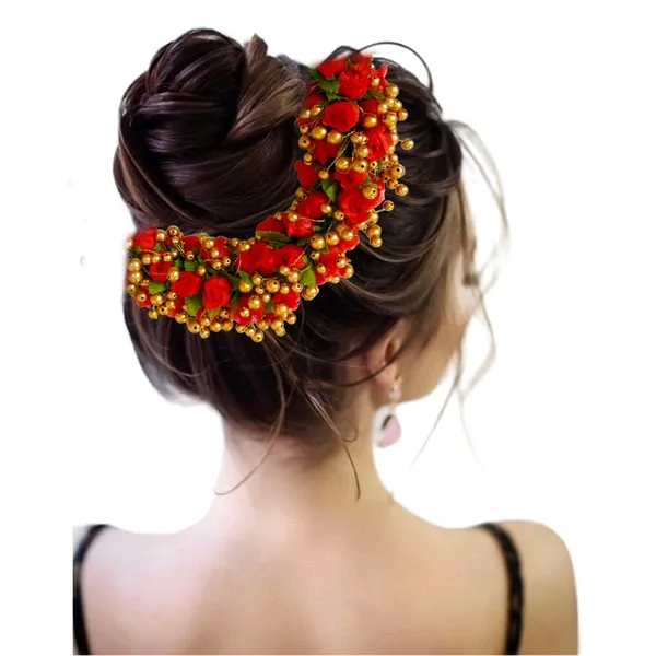 Red_Artificial_Gajra_With_Golden_Beads_Hair_Pin_Accessories_For_Women_&_Girls_(14_X_8_X_1_Cm)