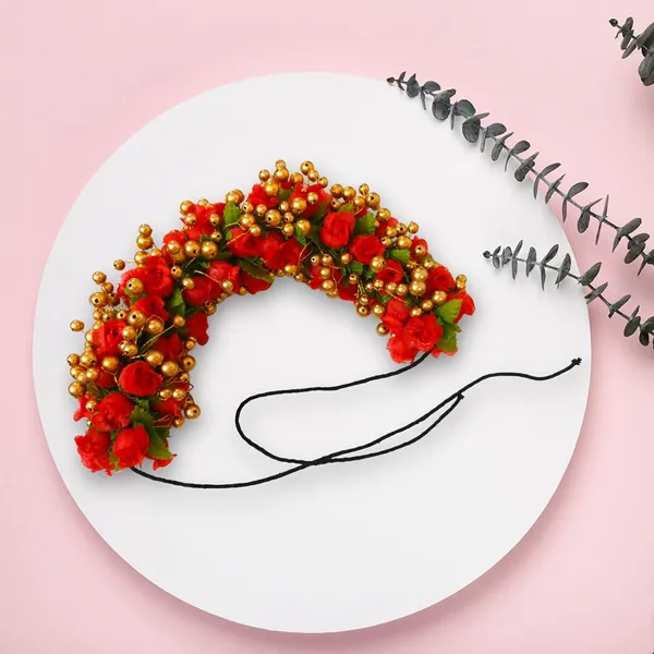 Red_Artificial_Gajra_With_Golden_Beads_Hair_Pin_Accessories_For_Women_&_Girls_(14_X_8_X_1_Cm)