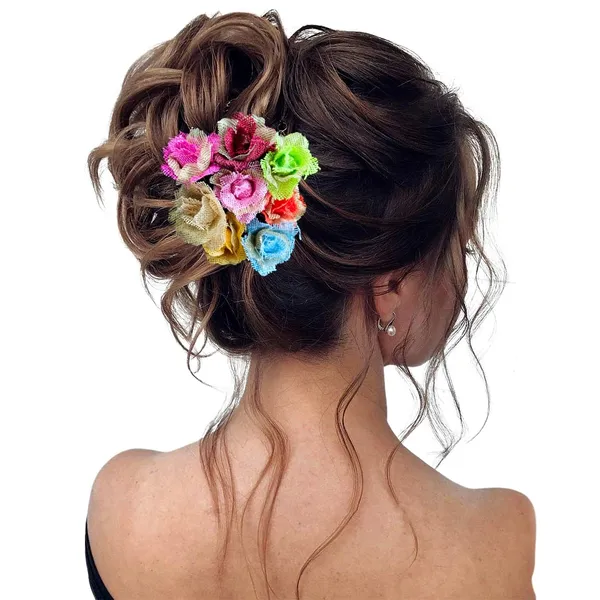 White_&_Gold_Artificial_Metal_Crafted_With_Vibrant_Jute_Material_Design_Hairpin_Accessories_For_Women_&_Girls_(14_X_8_X_1_Cm)