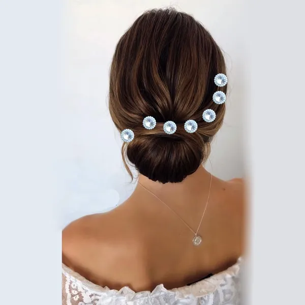 White_&_Golden_Artificial_Lustrous_Pearls_With_Dazzling_Crystal_Stone_Design_Hairpin_For_Women_&_Girls_(Set_Of_8)_(14_X_8_X_1_Cm)