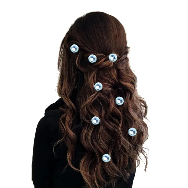 White_&_Golden_Artificial_Lustrous_Pearls_With_Dazzling_Crystal_Stone_Design_Hairpin_For_Women_&_Girls_(Set_Of_8)_(14_X_8_X_1_Cm)