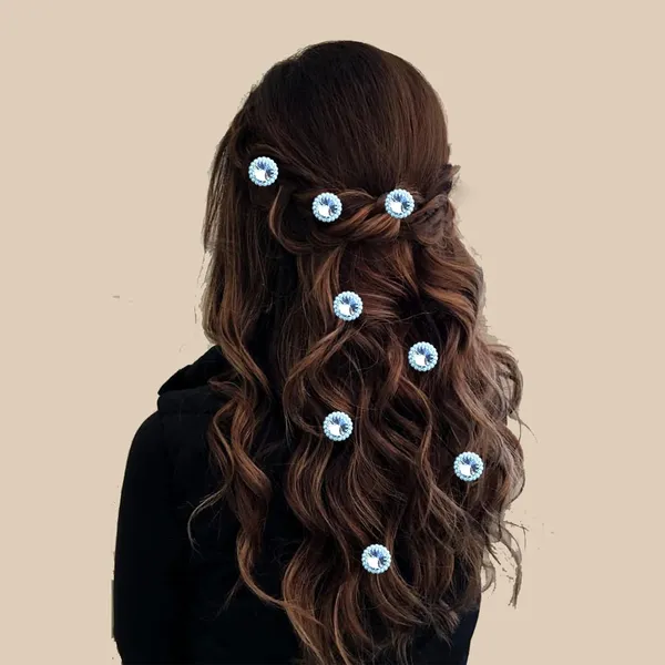 White_&_Golden_Artificial_Lustrous_Pearls_With_Dazzling_Crystal_Stone_Design_Hairpin_For_Women_&_Girls_(Set_Of_8)_(14_X_8_X_1_Cm)