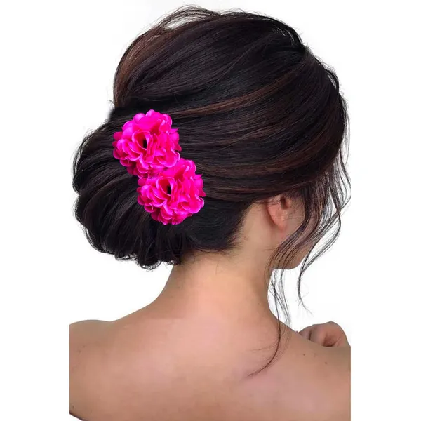 Dark_Pink_Artificial_Fabric_Rose_With_Golden_Pins_Hair_Pin_Accessories_For_Women_&_Girls_(Set_Of_4)_(14_X_8_X_1_Cm)