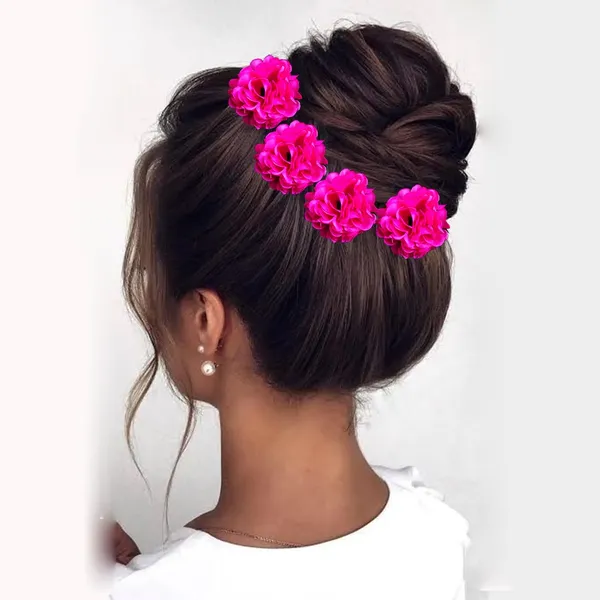 Dark_Pink_Artificial_Fabric_Rose_With_Golden_Pins_Hair_Pin_Accessories_For_Women_&_Girls_(Set_Of_4)_(14_X_8_X_1_Cm)