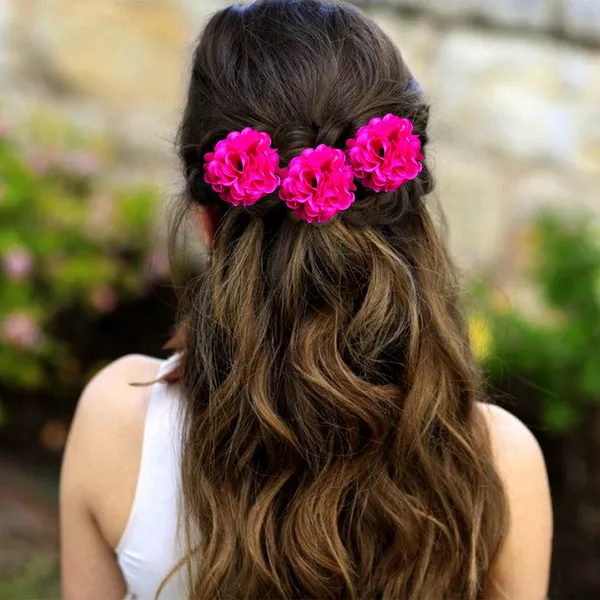 Dark_Pink_Artificial_Fabric_Rose_With_Golden_Pins_Hair_Pin_Accessories_For_Women_&_Girls_(Set_Of_4)_(14_X_8_X_1_Cm)