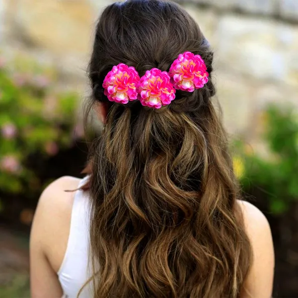 Dark_Pink_&_White_Artificial_Fabric_Rose_With_Golden_Pins_Hair_Pin_Accessories_For_Women_&_Girls_(Set_Of_4)_(14_X_8_X_1_Cm)