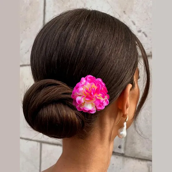 Dark_Pink_&_White_Artificial_Fabric_Rose_With_Golden_Pins_Hair_Pin_Accessories_For_Women_&_Girls_(Set_Of_4)_(14_X_8_X_1_Cm)
