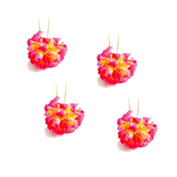 Dark_Pink_&_White_Artificial_Fabric_Rose_With_Golden_Pins_Hair_Pin_Accessories_For_Women_&_Girls_(Set_Of_4)_(14_X_8_X_1_Cm)