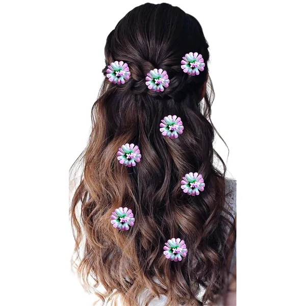 Baby_Pink_Fabric_Flower_With_Pollens_Hair_Pin_Accessories_For_Women_&_Girls_(Set_Of_8)_(14_X_8_X_1_Cm)