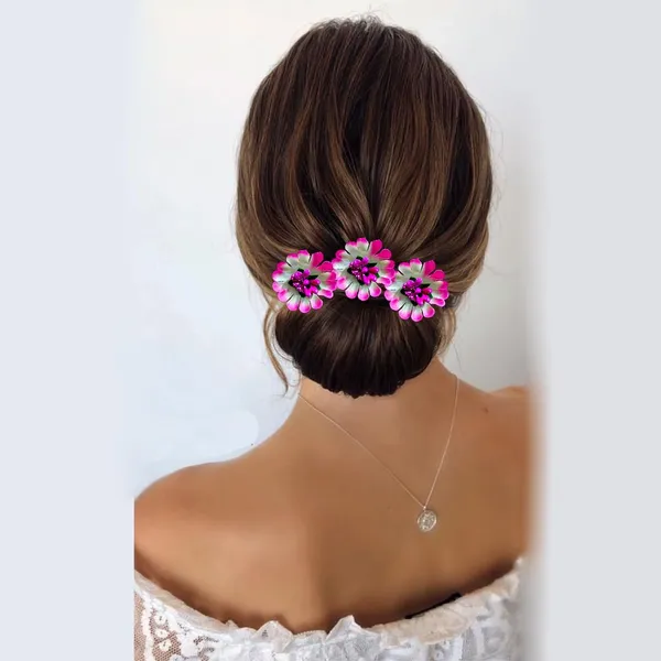 Dark_Pink_&_White_Fabric_Flower_With_Pollens_Hair_Pin_Accessories_For_Women_&_Girls_(Set_Of_8)_(14_X_8_X_1_Cm)