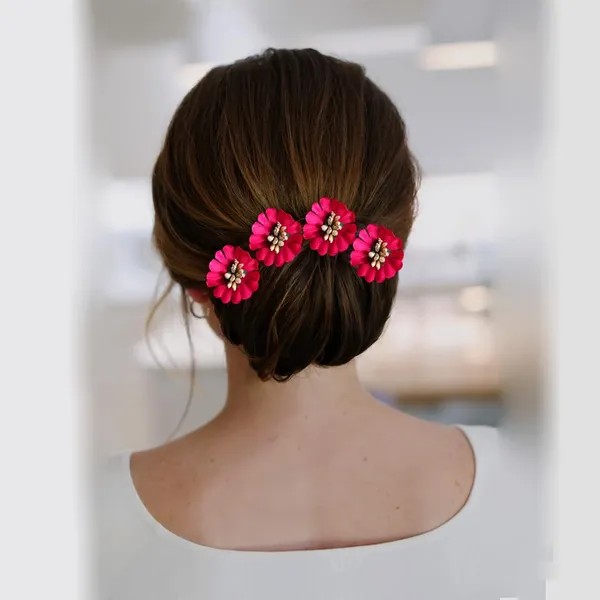 Red_Fabric_Flower_With_Pollens_Hair_Pin_Accessories_For_Women_&_Girls_(Set_Of_8)_(14_X_8_X_1_Cm)