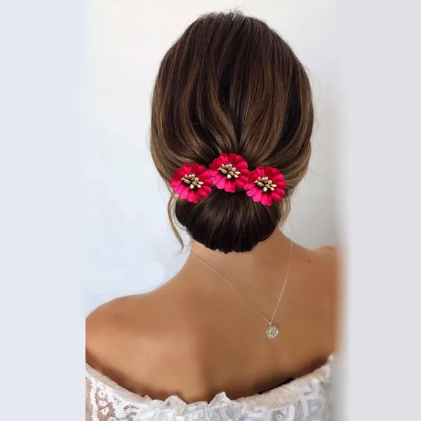Red_Fabric_Flower_With_Pollens_Hair_Pin_Accessories_For_Women_&_Girls_(Set_Of_8)_(14_X_8_X_1_Cm)