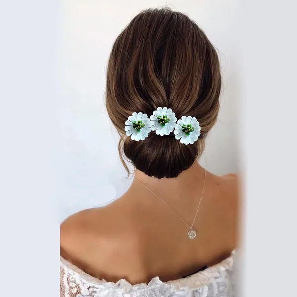 White_Fabric_Flower_With_Pollens_Hair_Pin_Accessories_For_Women_&_Girls_(Set_Of_8)_(14_X_8_X_1_Cm)
